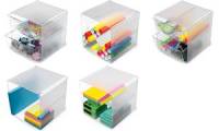 deflecto Organisationsbox Cube, 4 Fächer, glasklar