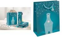 sigel Weihnachts Geschenktüte Polar bear with candle, groß