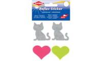 KLEIBER Reflex Sticker Katzen & Herz, silber/gelb